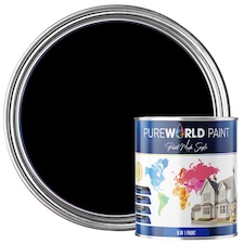 PUREWORLD All-in-One Paint & Primer - Multi-Surface Interior & Exterior, Walls & Wood - Pure Black - 2.5L - Matt
