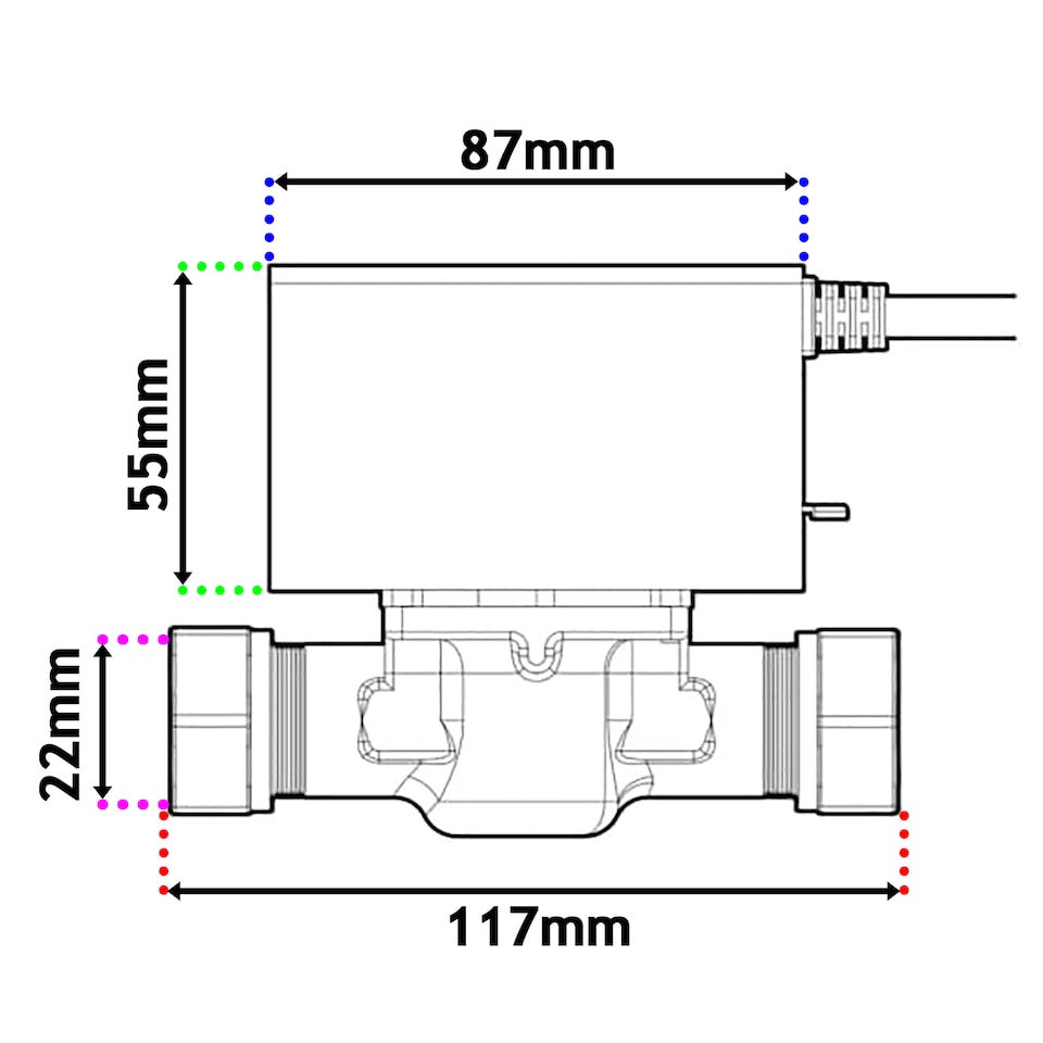image 1 of Tower 22mm Motorised 2 Port Inline Zone Valve for Central Heating / Boiler System