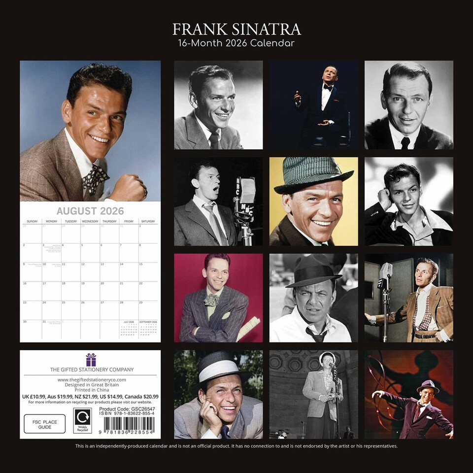 image 1 of Frank Sinatra 2026 Wall Calendar, Gift