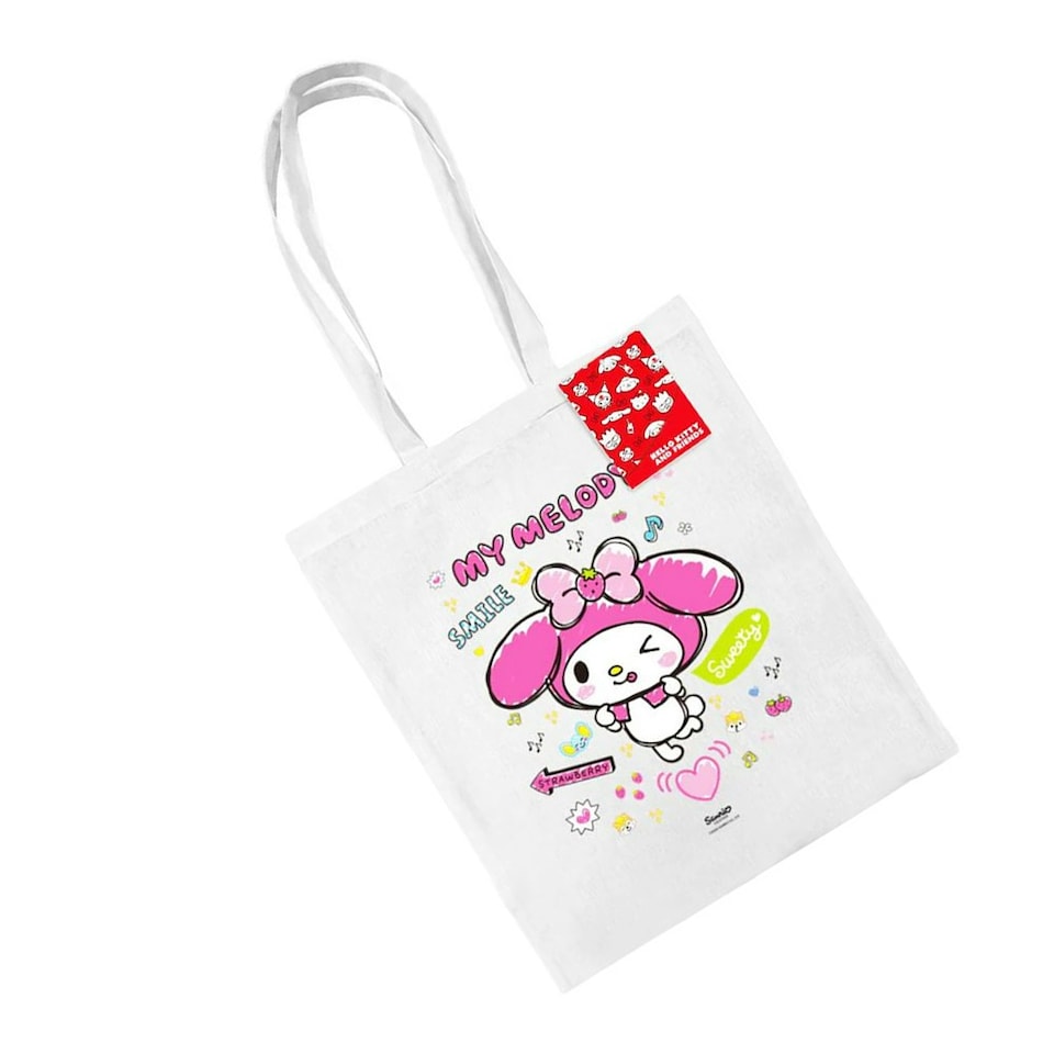 image 1 of My Melody Unisex Adult Canvas Tote Bag - White/Pink - 40cm x 37cm
