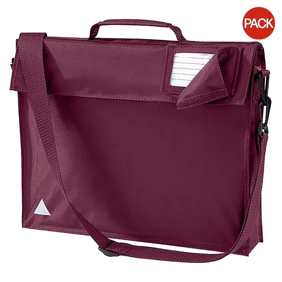 image 1 of Quadra Junior Book Bag With Strap (Pack of 2) - Burgundy - One Size