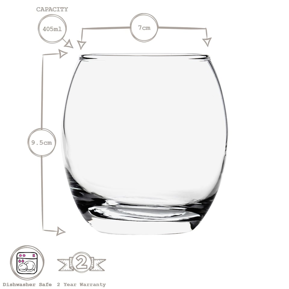 image 1 of LAV Empire Whiskey Glasses - 405ml - Clear - Pack of 6 | Clear | Clear
