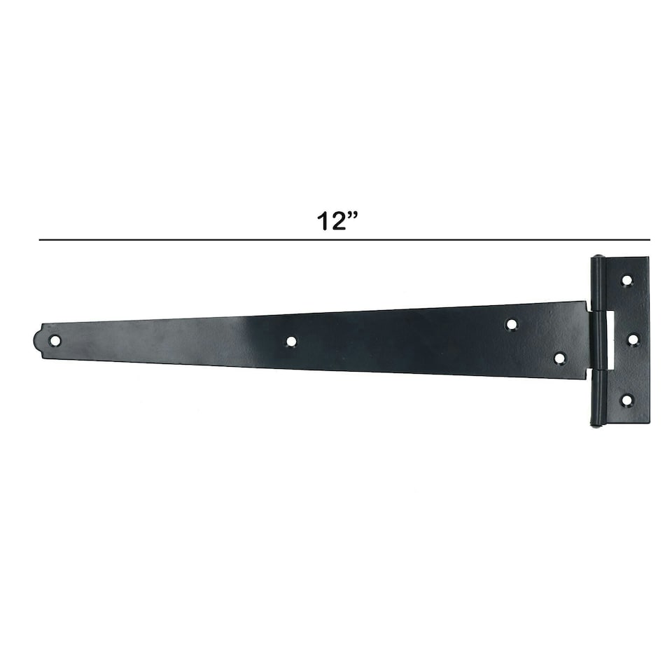 image 1 of 12" (300mm) Heavy Duty T Tee Hinges for Doors + Gates with Fixing Screws 4pc Black