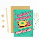 image 4 of Old But Cool Vinyl Record Player Green Pink Birthday Greeting Card