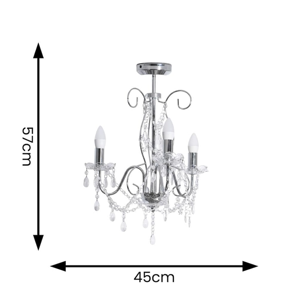 image 1 of ValueLights Viscount 3 Way Silver Jewel Chandelier Ceiling Pendant Light | Chrome