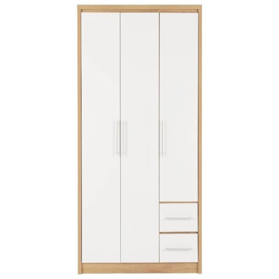 image 1 of Seville 3 Door 2 Drawer Triple Wardrobe White
