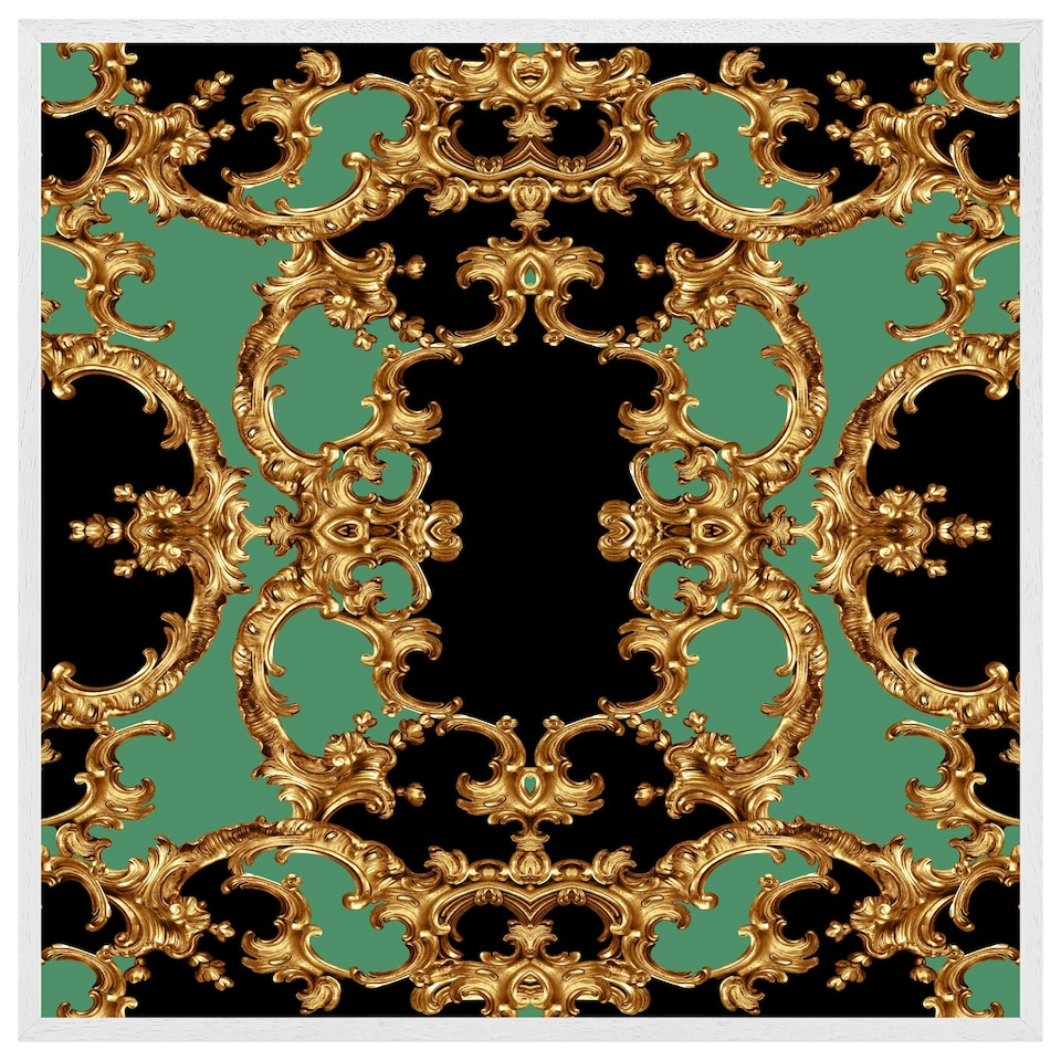 image 1 of Black & green baroque (Picutre Frame) White | L