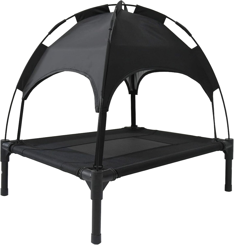 image 1 of Actiaspet Elevated Dog Bed with Canopy Raised Pet Cot (Black, Small)