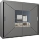 image 1 of Modern Geometric Mirror Sliding Wardrobe 120cm | White/Black/Grey 2-Door Bedroom Cabinet Grey | Grey120cm