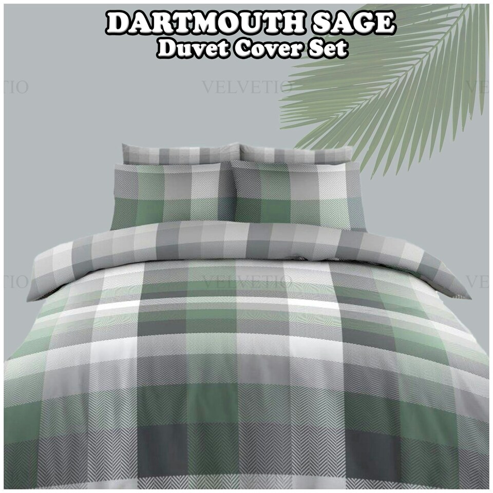 image 1 of VELVETIO Dartmouth Check Complete Duvet Cover Set with Fitted Sheet Soft Polycotton Bedding Sets Multi | King