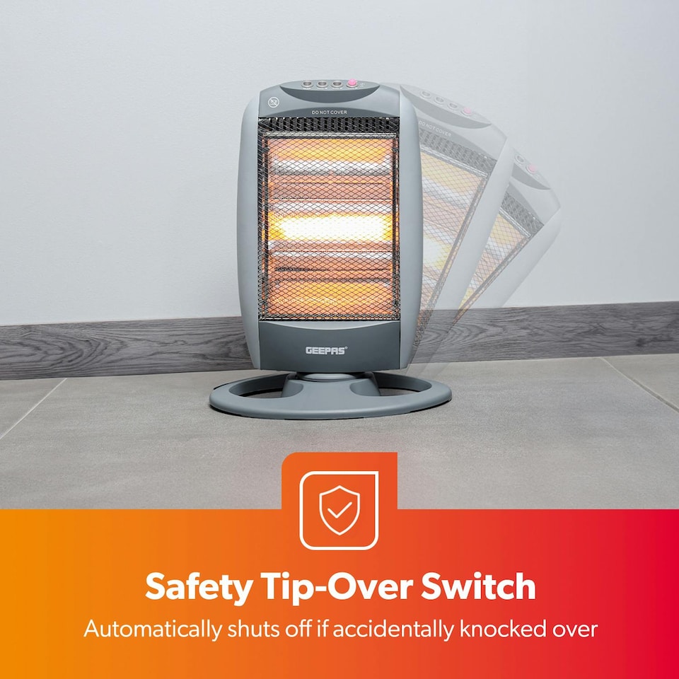 image 1 of GEEPAS 1200W Halogen Heater, Grey
