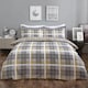 image 1 of OHS Denim Check Print Duvet Cover and Pillowcase Set, Single - Ochre Yellow