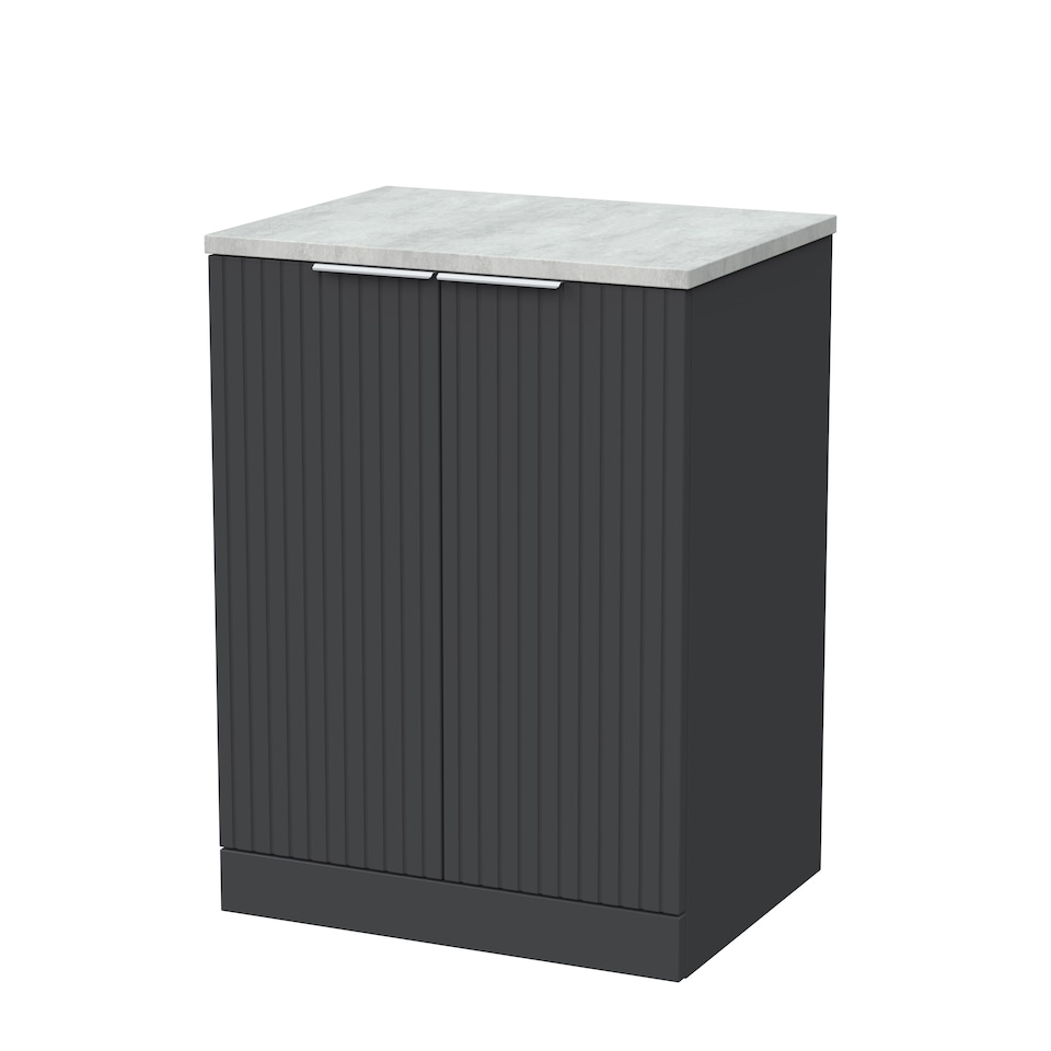 image 1 of Balterley Callingwood Contemporary Floor Standing 2 Door Vanity Unit with Bellato Grey Laminate Worktop , 600mm, Dark Grey