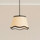 image 2 of ValueLights Dutton Natural Fabric Black Trim Scallop Edge Ceiling Floor Table Small Lamp Shade