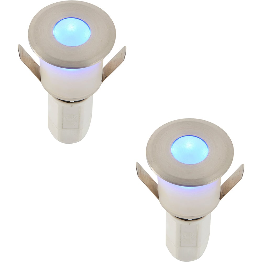 Loops 2 PACK Recessed Decking IP67 Guide Light - 1.2W Blue Light LED - Satin Nickel in Metallics