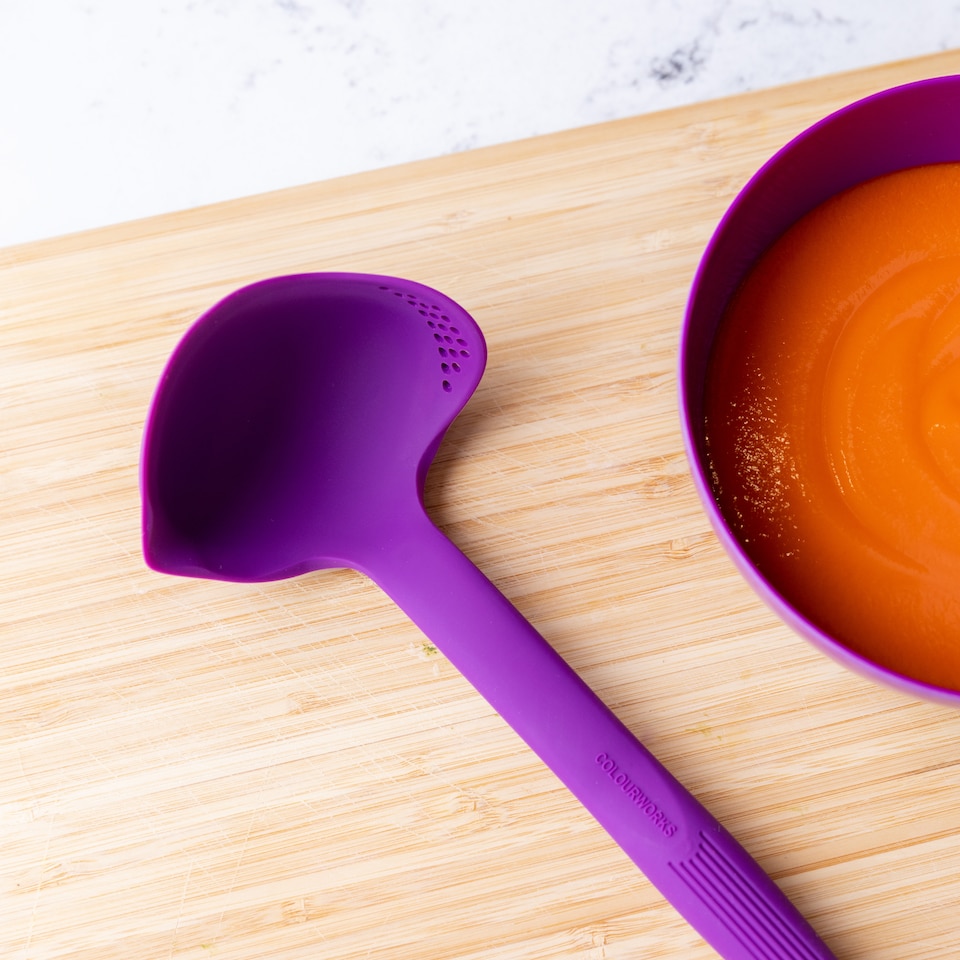 image 1 of Colourworks Silicone Kitchen Ladle with Spout Purple