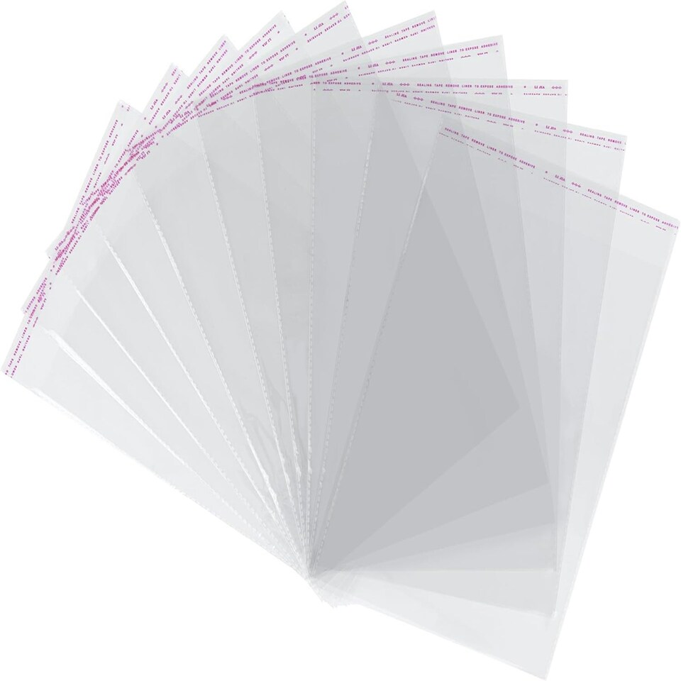 image 1 of Pack of 100 Clear OPP Bags 30 x 40cm with Self-Adhesive Strip