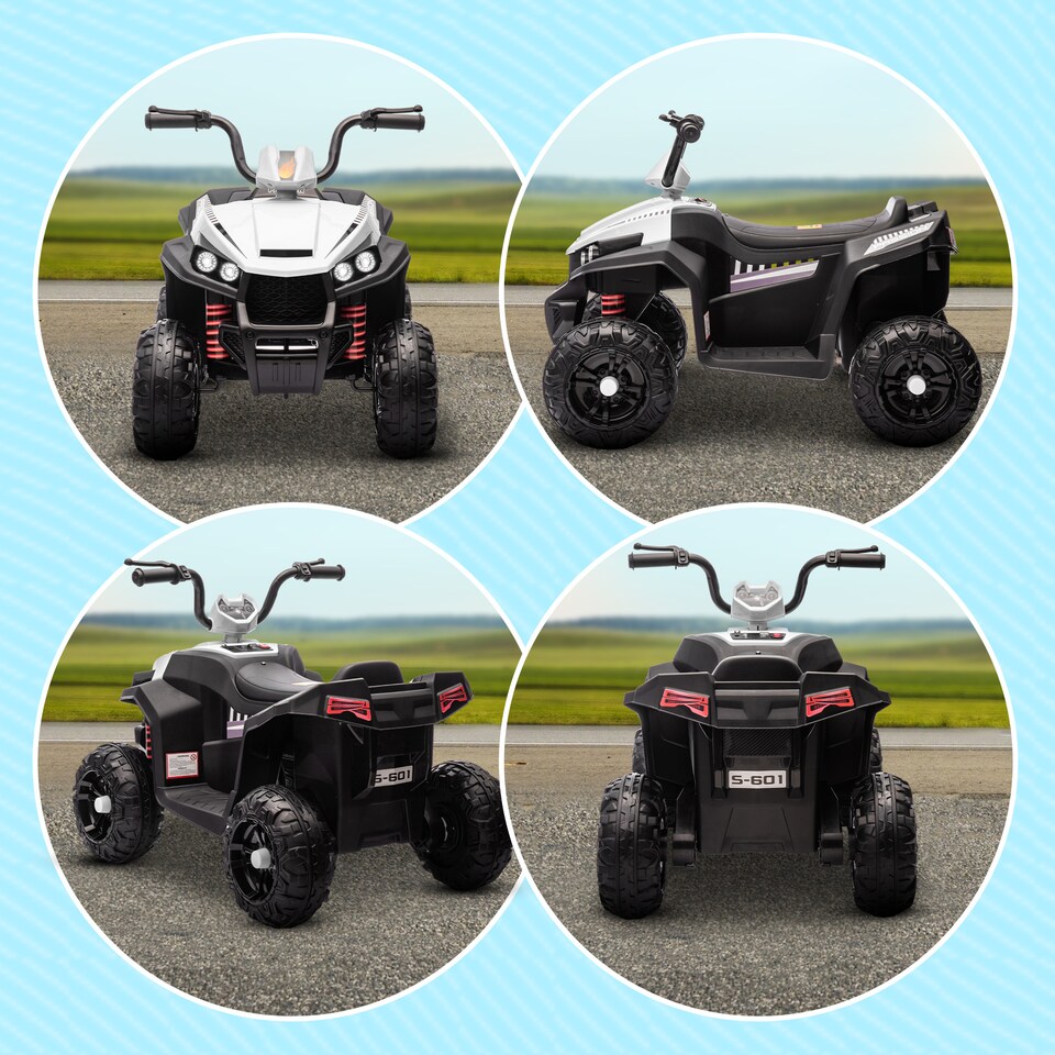 image 1 of AIYAPLAY Kids Quad Bike, 12V Electric Ride on ATV with 4 Wheels Spring Suspension, LED Light, Music, MP3, 5KMithH Battery Powered, for Ages 3-5 Years, White