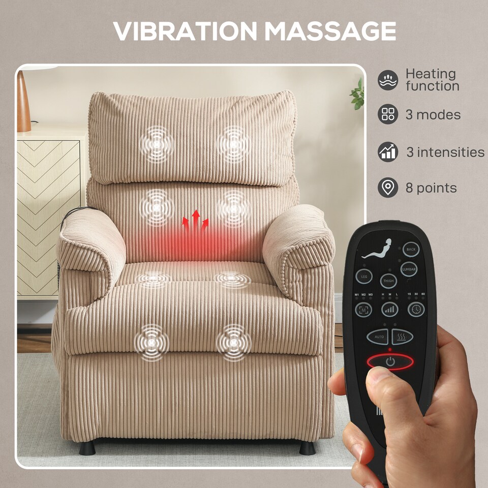 image 1 of HOMCOM Massage Recliner with Quiet Motor, Power Reclining Chair, Brown | Brown