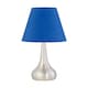 image 2 of Set of 2 Romana - Brushed Chrome Touch Lamps with Royal Blue Shades Silver | Blue