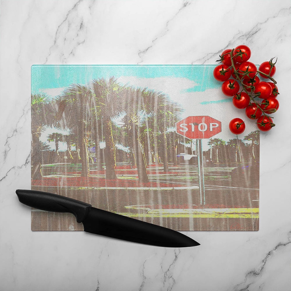 image 1 of Stop Glass Chopping Board | Multi