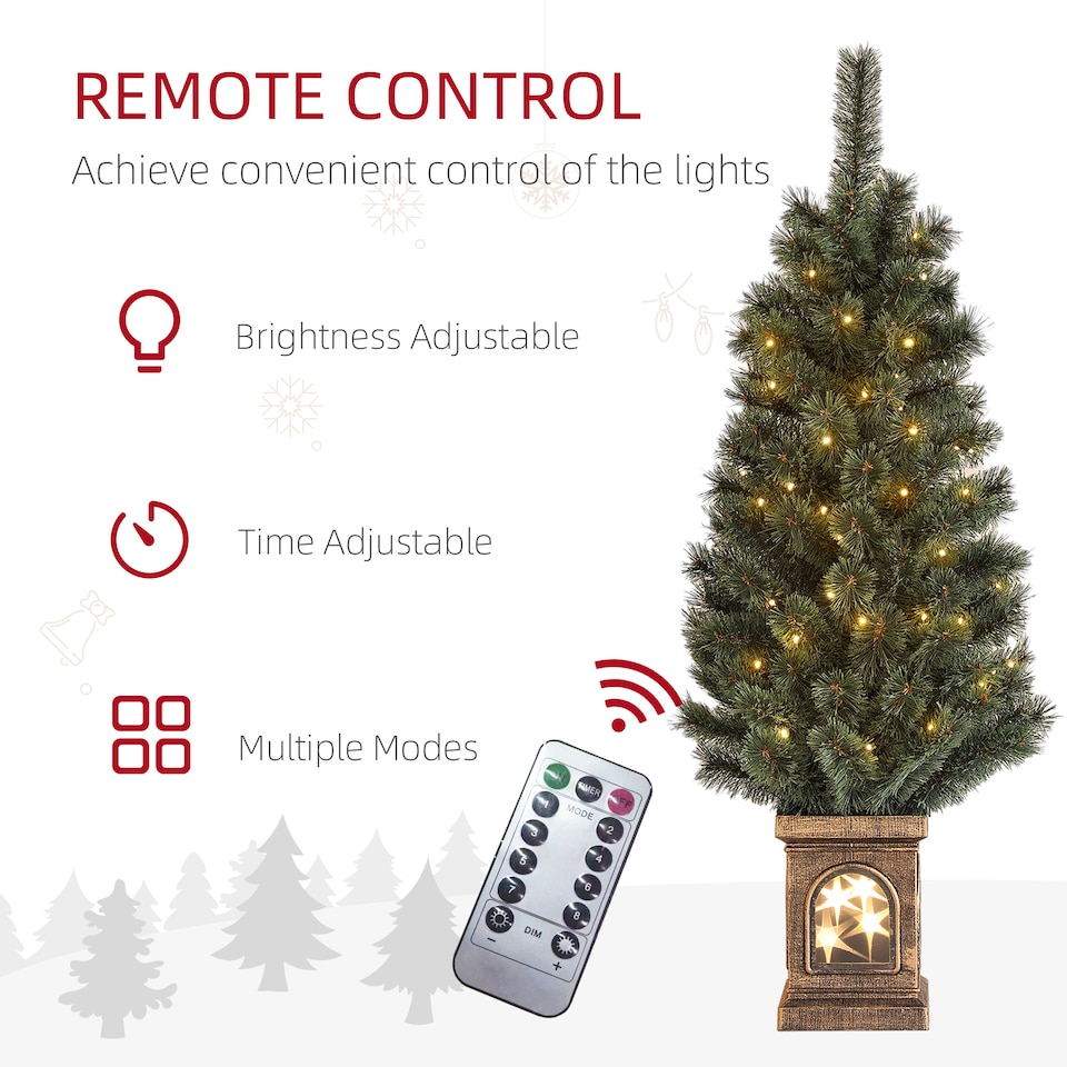 image 1 of HOMCOM 4ft Artificial Christmas Tree with 80 Warm White LED Lights Remote