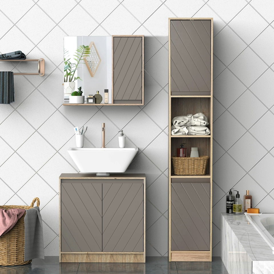 image 1 of HOMCOM 49x57cm Wall Mounting Bathroom Cabinet & Mirror Shelf Door Home Storage