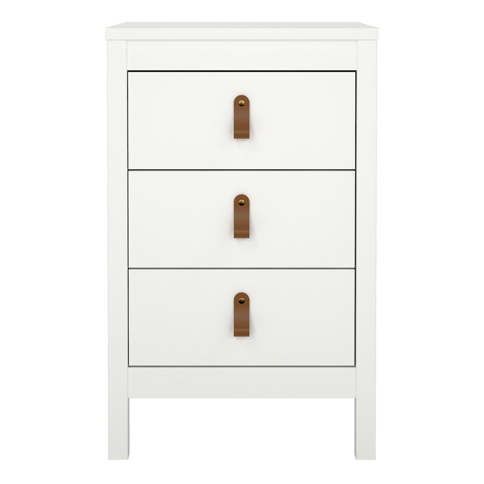 image 1 of Barcelona Bedside Table 3 Drawers in White