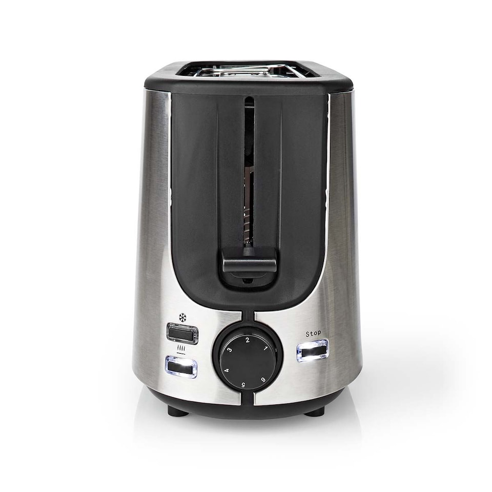 image 1 of Long Slot Toaster, Long Slice or 2 Slice Stainless Steel Toaster with Bun Warming Rack, 6 Browning Levels, Removeable Crumb Tray, Defrost and Reheat, 1000W