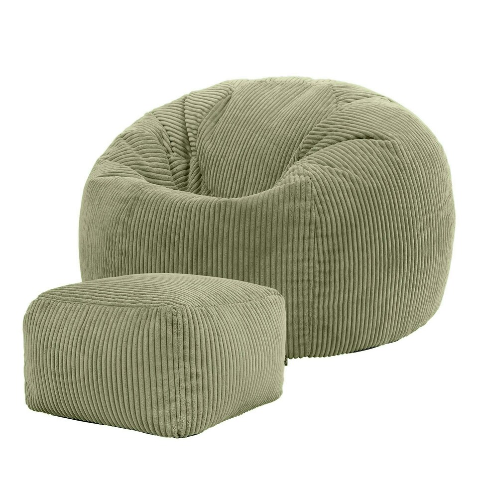 image 1 of Icon Kingston Classic Beanbag and Footstool Sage Green Green