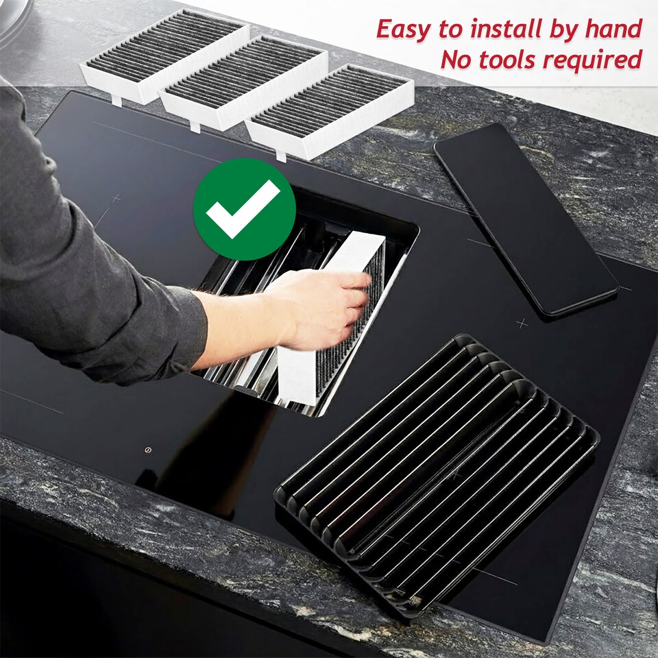image 1 of SPARES2GO Activated Carbon Filter for Bosch HEZ PIE PVQ PXX Cooker Hood (Pack of 8 Filters)