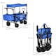 image 5 of Outsunny Outdoor Push Pull Wagon Trolley Cart with Canopy Top - Blue