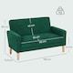 image 3 of HOMCOM 2 Seater Sofa, Modern Velvet-Feel Sofa with Rubber Wood Legs, Upholstered Tufted Loveseat for Small Space, Living Room, Bedroom, Home Office, Green | Green | Two Seater