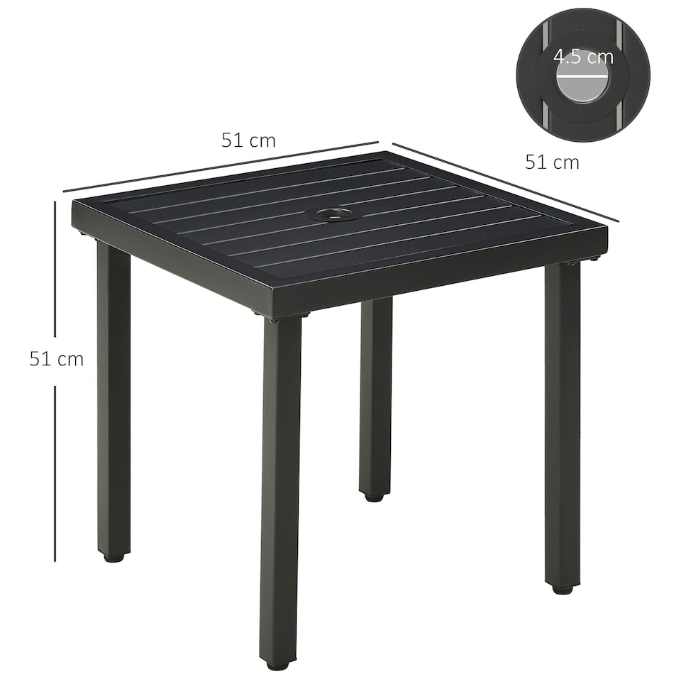 image 1 of Outsunny Garden Side Table Coffee Table with Umbrella Hole for Patio Balcony