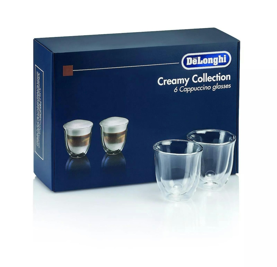 image 1 of De'Longhi DLSC301 Double Walled Cappuccino Glasses Pack of 6 Clear