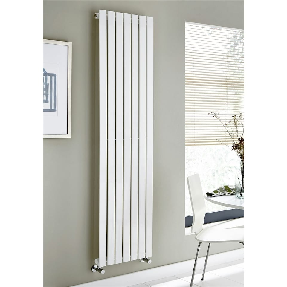 image 1 of 1200mm (H) x 410mm (W) -White Vertical Radiator (Berlin) - Single Panel - (1.2m x 0.41m) - Depth 52mm