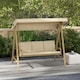 image 2 of Outsunny 3 Seater Garden Swing Chair with Adjustable Canopy and Cushions, Beige | White | Beige