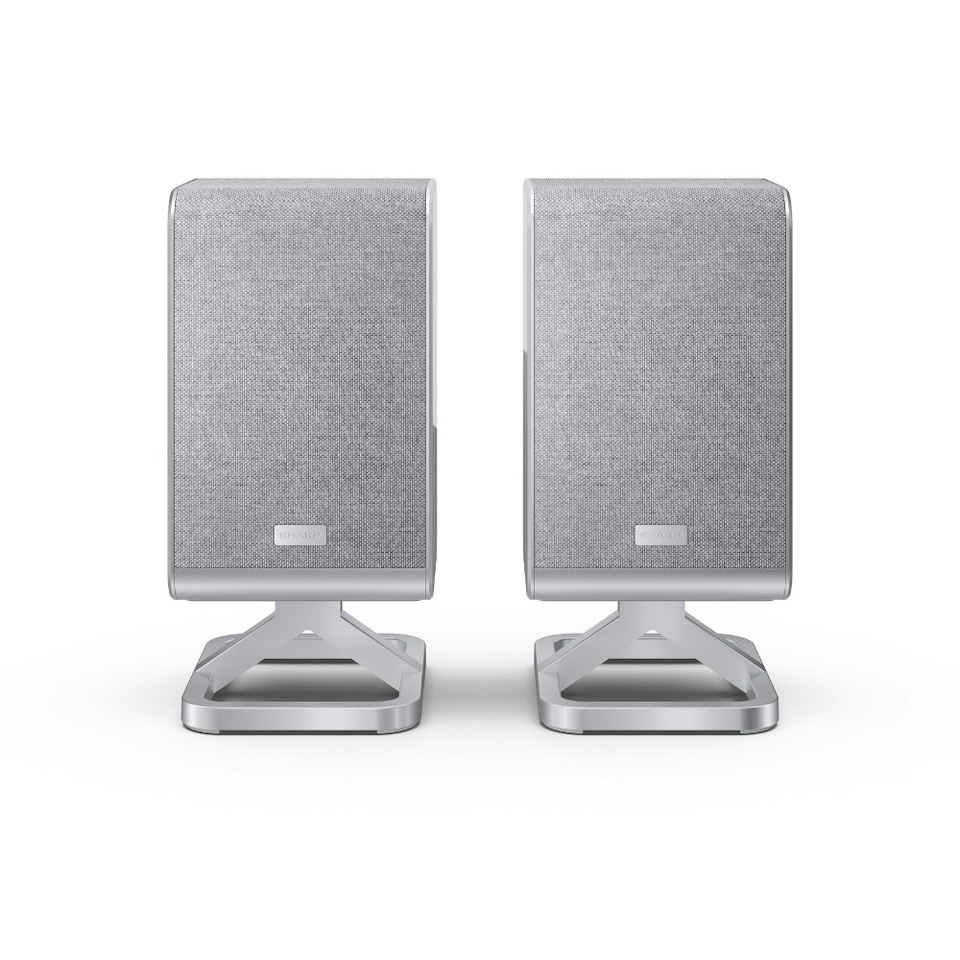 image 1 of SHARP HT-SPR52021(SL) Q 2.0.2 Wireless Rear Speakers for SHARP Q Soundbar Series – Silver