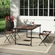 image 2 of Living and Home Outdoor Foldable Picnic Table with 4 Stools, Brown Brown
