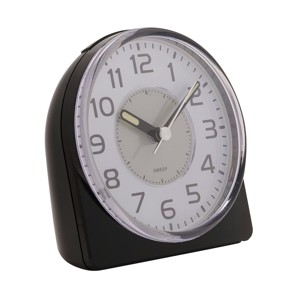 image 1 of Hometime Silent Sweep Round Face Blinking Light Alarm Clock  - Black Black