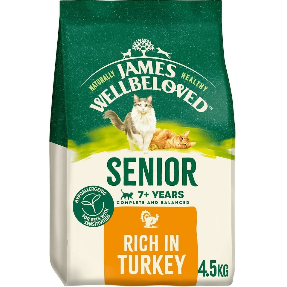 image 1 of James Wellbeloved Natural Senior Complete Dry Cat Food Rich in Turkey 4.5kg