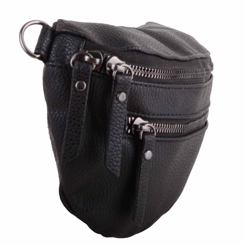 image 1 of Lorenz Womens Grained PU Leather Bumbag Waist Clutch Bag with Detachable Strap | Black | Black