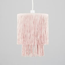 ValueLights Nabella Plastic - Polyester Textured Pink Tiered Ceiling Pendant Shade and LED Bulb