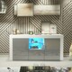 image 2 of TV Unit 145cm Grey Gloss Doors Free LED White Matt Media Cabinet | White | Grey | One Size | 1