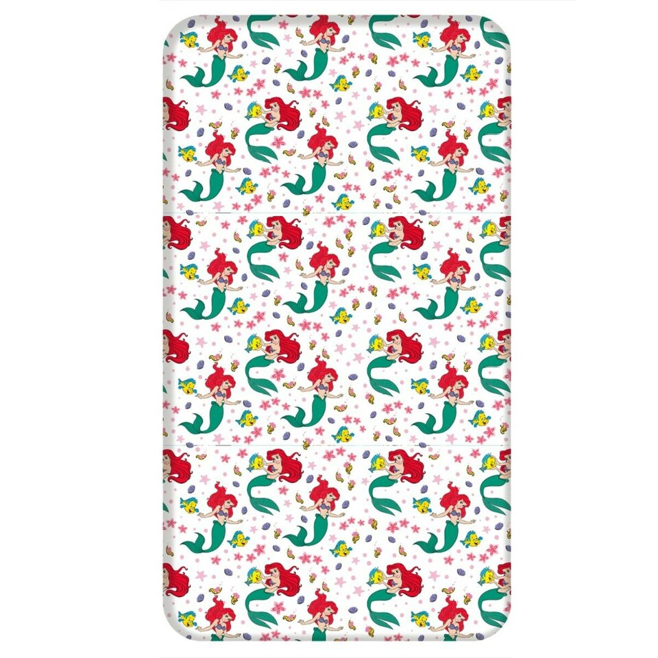 Little Mermaid Ariel Friends Fitted Sheet - White/Multicoloured - Single