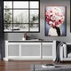 image 2 of HOMCOM Extendable Radiator Cover Cabinet Slatted Design MDF White Home Office