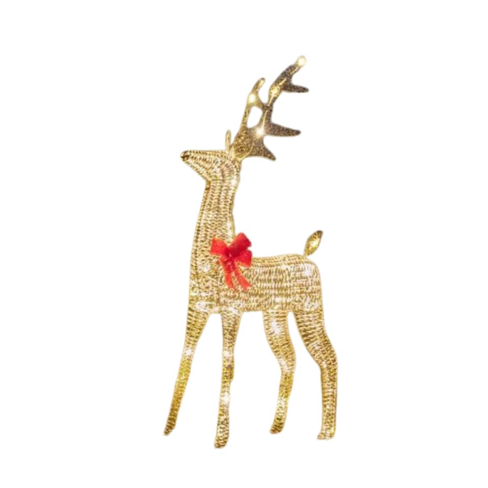 image 1 of 95cm Light up Gold Glitter Twist Christmas Reindeer with 94 Warm White LEDs