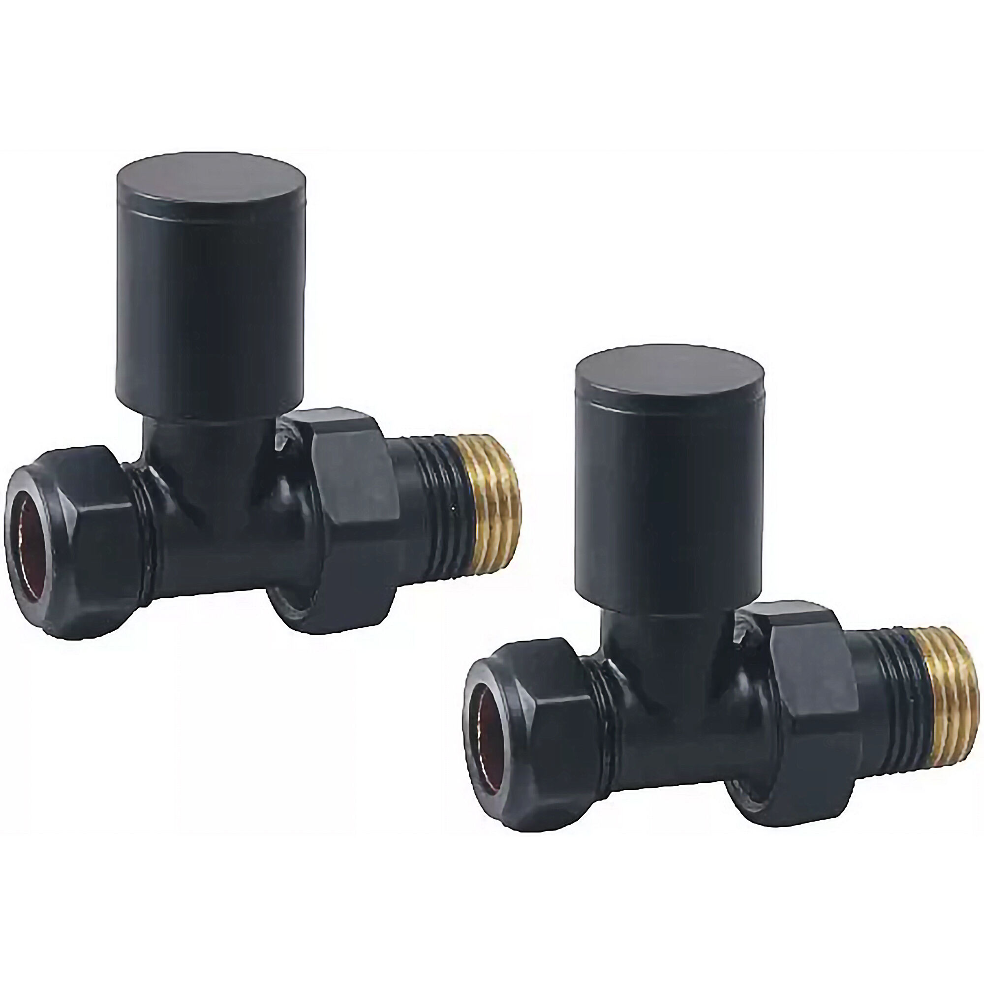 Balterley Modern Straight Radiator Valves in Black