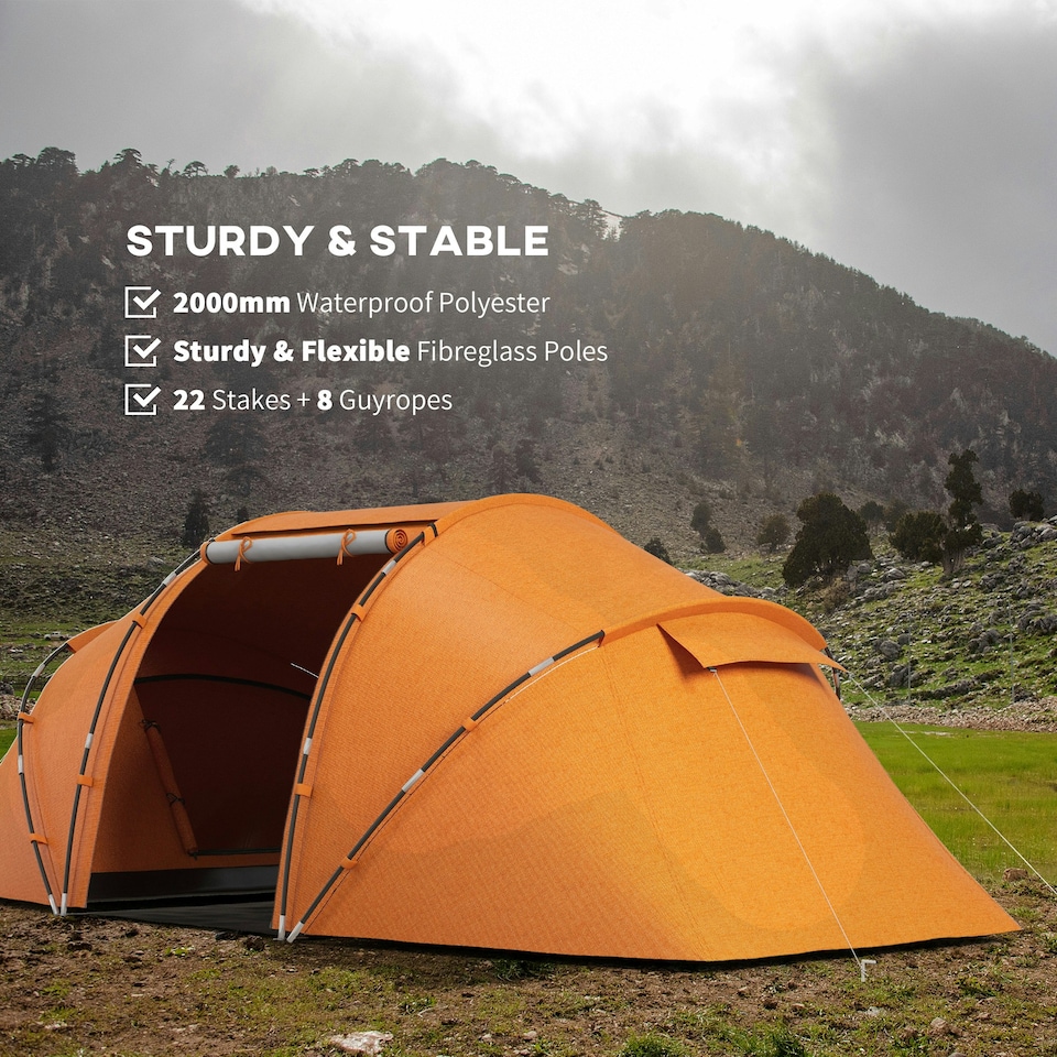 image 1 of Outsunny 4-6 Persons Camping Tent Dome Family Travel Group Hiking Room Fishing