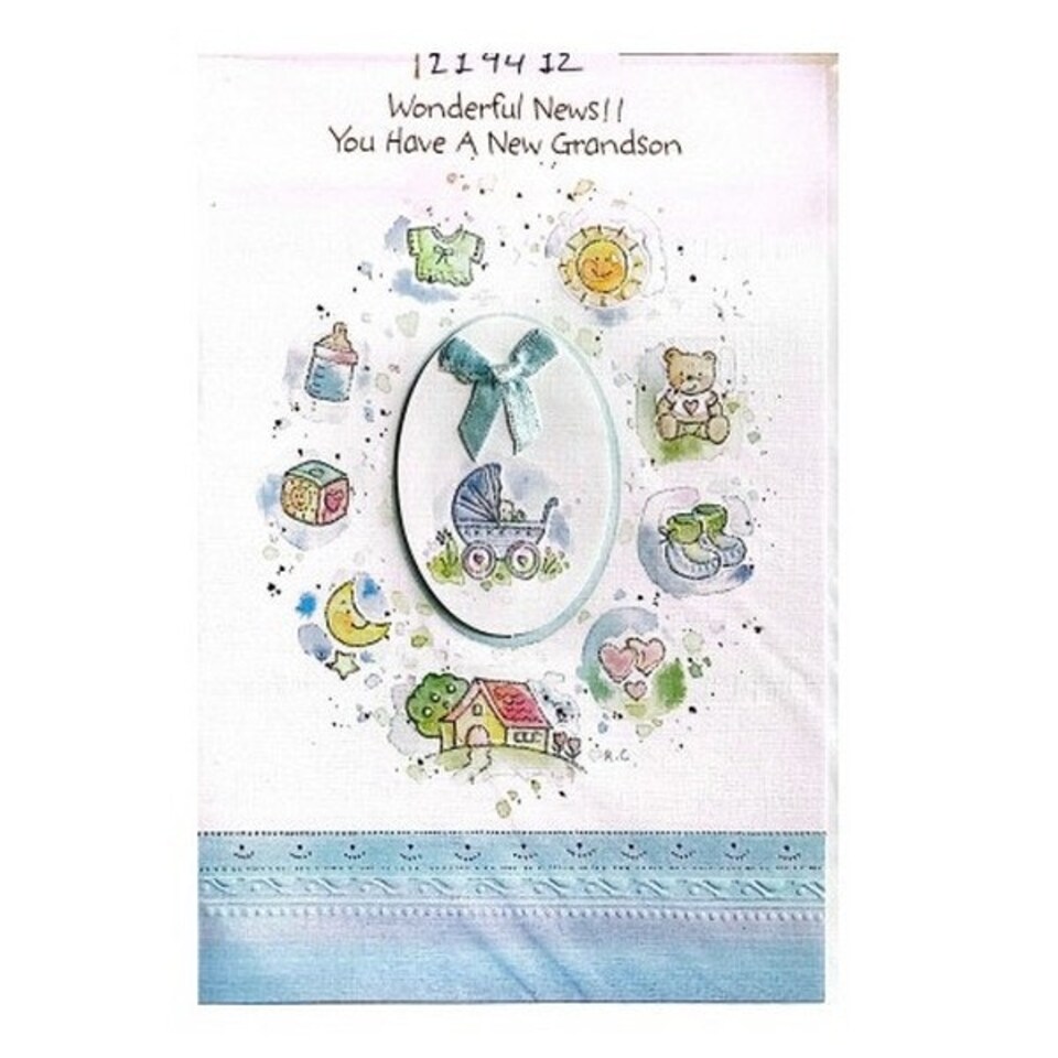 Wonderful News You Have A New Granson Congratulations Card - White/Blue - One Size